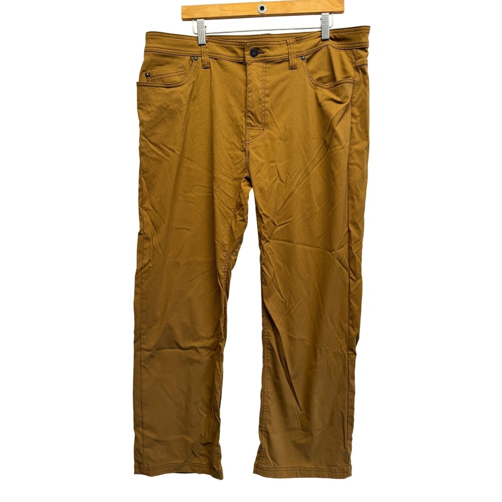 Prana Brion Slim Fit Pants Mens 38x30 Brown Nylon Stretch‎ Hiking Trousers